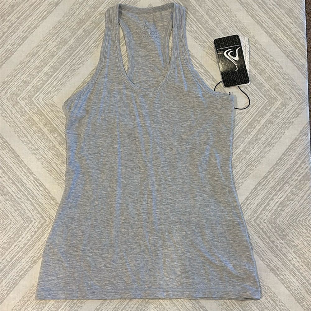 Nancy Rose Performance Heather Grey Motivation Racerback Tank Top - Size 4/XS